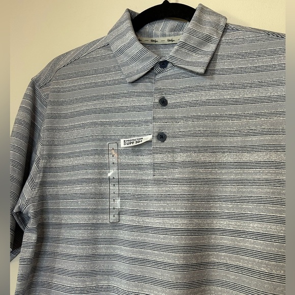 Walter Hagen 11 Majors Polo Fine Line Stripe Polo Navy - Picture 2 of 9